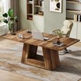 thumbnail image 3 of Tribesigns Farmhouse Computer Desk, 63 inch Wooden Study Writing Table with Sturdy Base for Home Office, Rustic Brown, 3 of 9