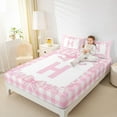 thumbnail image 4 of jejeloiu Cartoon Bow Knot Full Size Sheets,Letter H Print Bed Sheets For Girls Women 4 Pieces, 4 of 7