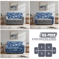 thumbnail image 5 of TSOVTHRID Vintage Floral Blue Print Loveseat Recliner Covers Soft Reclining Loveseat Slipcover 6-Piece Stretch Polyester Recliner Cover for 2 Seat Sofa Couch, 5 of 7