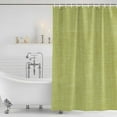 thumbnail image 2 of Polyester Fabric Vintage Fruit Green Shower Curtain, Farmhouse Retro Solid Color Linen Texture Waterproof Bathtub Curtain Bathroom Decor Set with Hooks 36 x 78 Inches, 2 of 6