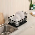 thumbnail image 2 of EasyPAG Kitchen Dish Drainer Rack with Drying Board and Full-Mesh Silverware Utensils Holder, Black, 2 of 7