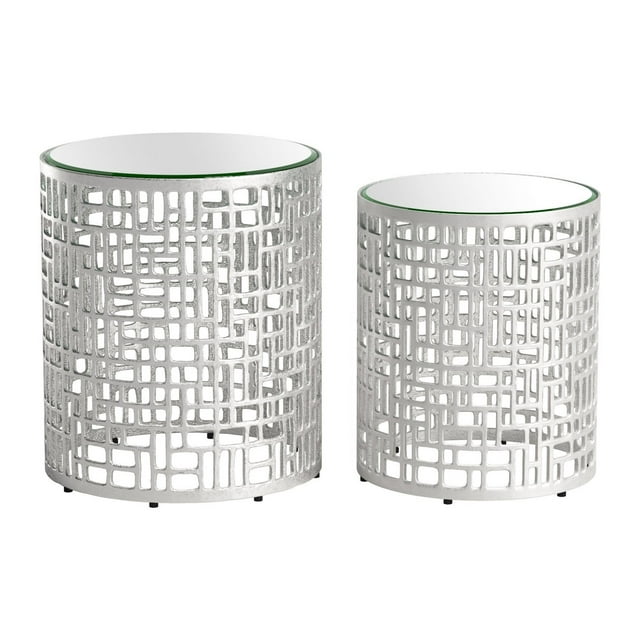 Mesa Lateral Kessa Muebles Reden Plateado Set de 2 Piezas 44 x 51 x 44 cm