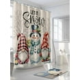 thumbnail image 3 of Christmas Snowman Small Stall Shower Curtain, Waterproof Shower Curtains for Bathroom, Red Gnomes Snow Winter Branch Washable Fabric Cloth Bath Curtain for Bathtub Decoration with Hooks 36x72 Inches, 3 of 6