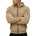 thumbnail image 4 of RYDCOT Cargo Hoodie with Zipper Pockets, Midweight Fleece, Full Zip Hooded Sweatshirt for Men Khaki, 4 of 8