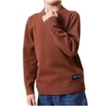 thumbnail image 2 of NAISIBABY Boys Girls Sweater, Crew Neck Solid Color Long Sleeve Pullover Basic Flock Tops Coffee 5-6T, 2 of 4
