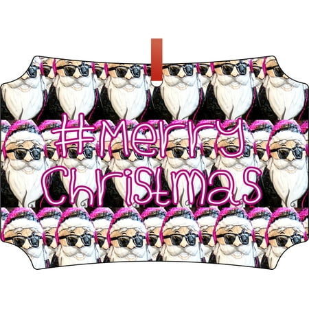 Merry Christmas  Hashtag  Hipster Santa Claus in Shades 
