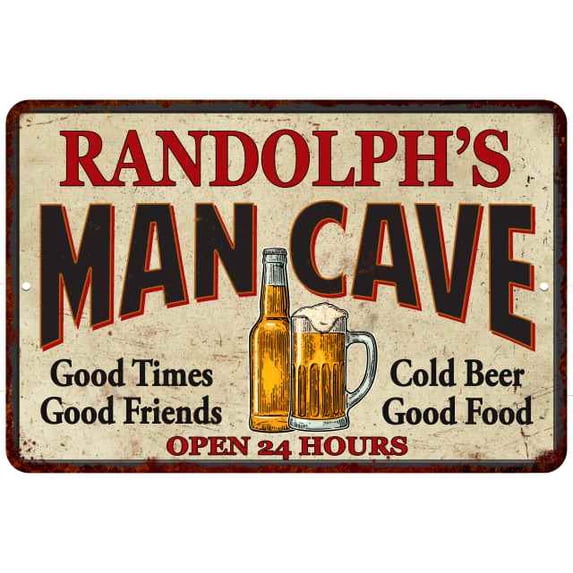 RANDOLPH'S Man Cave Metal Sign 8 x 12 Matte Finish Metal 108120011369
