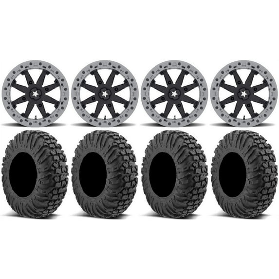 MSA Lok2 Beadlock 16" UTV Wheels 30" MotoVator Tires Kawasaki Teryx Mule