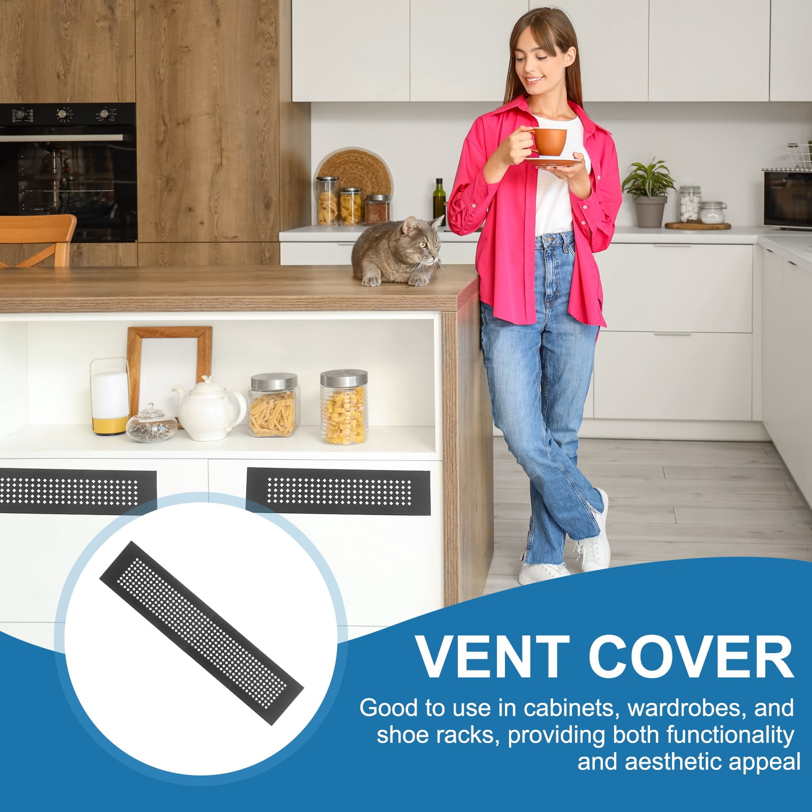 Uxcell 6 x 2 Inch Door Air Vent Cover, 3 Pcs Aluminum Grille Ventilation Cover Louvered Diamond Hole with Screws, Black