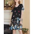 thumbnail image 2 of Ekouaer Nightgowns for Women Short Sleeve House Dress with Pockets Pleated Soft Moomoo V Neck Sleepwear, 2 of 6