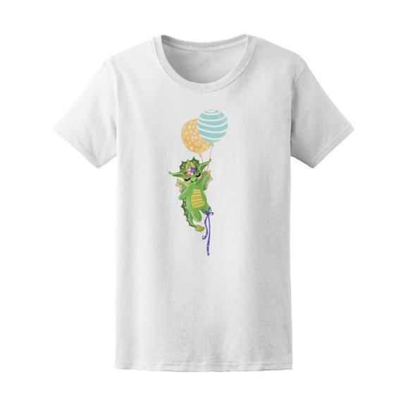 Cute Baby Dragon With Balloons Tee Women's -Image by Shutterstock