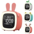 thumbnail image 2 of Grofry Cartoon Rabbit Ear Shape Rechargeable Digital Display LED Nigh Light Alarm Clock Blue Deer, 2 of 7