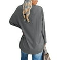 thumbnail image 2 of ZXLBBD Women's Pure Color Round Neck Long Sleeve Top Casual Outdoor Relaxed Fit Daily Wear, 2 of 5