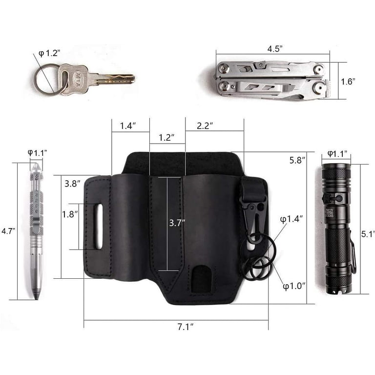With Key Holder Multi Tool Pouch, Leather Belt Loop Waist Multitool  Sheath,EDC Multitool Sheath for Belt for Training, Camping, Climbing