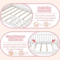 thumbnail image 6 of Full Size Montessori Floor Bed with High Rails, Wood House Beds Frame with LED Light, Low Profile Montessori Bed Full with Slats for Kids, Easy to Assembly, Full bed frames white, 6 of 11