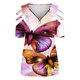 thumbnail image 4 of Elegante blusa estampada con cuello en V para mujer, camiseta suelta de manga corta con cremallera OAVQHLG3B Store  lin121212, 4 of 4