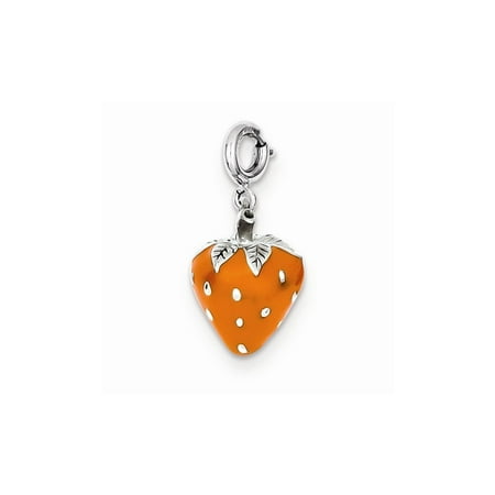 Sterling Silver Enameled Strawberry Charm