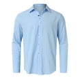 thumbnail image 4 of Men's Casual Button Down Shirts Long Sleeve Textured Linen Summer Beach Shirt with Pocket Blue XL, 4 of 7