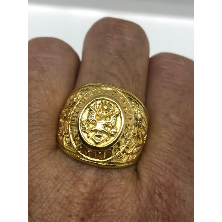 Crest Craft Vintage Sterling Silver Red United States Army Band Ring 925  Sz: 7.5