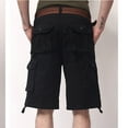 thumbnail image 5 of YLSDY Mens Workout Cargo Shorts Cotton Button Elastic Waist Shorts with Multi Pocket Relaxed Fit Holiday Vacation Short Black M, 5 of 6