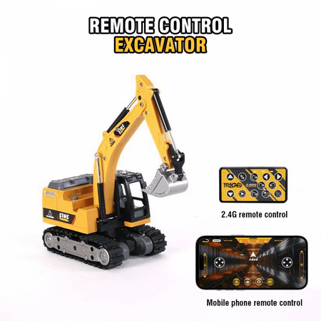Mini RC Excavator Toys for Kids, 1/64 Scale Remote Control Construction Vehicles with Lights & Sound for Boys Girls Christmas Birthday Gifts