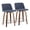 Blue Fabric, variant on Carson Carrington  Vallberga 24" Counter Stool with Walnut Wood Base (Set of 2) Cream Noise Fabric/Round Chrome Footrest Chrome Finish, Walnut Finish