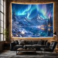 thumbnail image 6 of Icelandic Aurora Borealis Over Frozen Lake with Snowy Peaks and Lanterns, Dreamy Fantasy for Nature Lovers, Celestial Wall Art, Christmas Gift Tapestry Wall Hanging for Bedroom and Living Room, 6 of 7