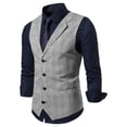 thumbnail image 2 of Cloudstyle Men's Single-Breasted Checkered Vest, Notch Lapel Sleeveless Jacket with Adjustable Back & Side Pockets, 2 of 12