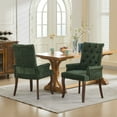 thumbnail image 4 of CQSXDA Stylish Tufted Accent Dining Chair with Upholstered Chenille Fabric and Curved Solid Wood Legs, Single Pack, Olive Green, 4 of 18