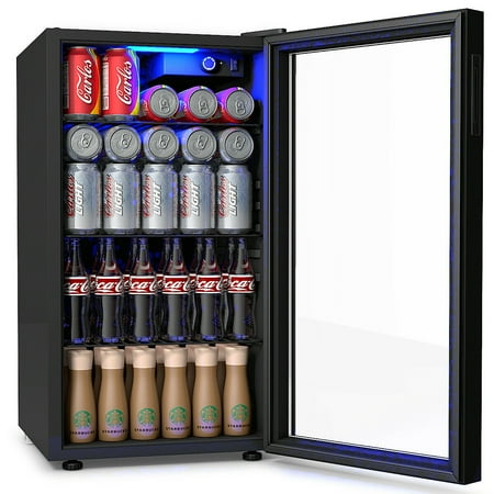 Gymax 120 Can Beverage Refrigerator Beer Wine Soda Drink Cooler Beer Wine Soda Drink Cooler