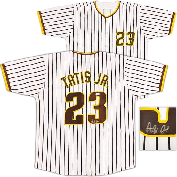San Diego Padres Fernando Tatis Jr. Autographed White Pinstripes Jersey Beckett BAS Witness 235724