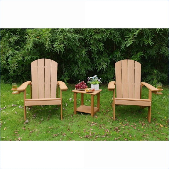 Outdoor Lounge Chairs | 2-Piece All-Season Classic HIPS Faux Wood, for Patio Garden Gatherings | Slat Back | Wood Plastic