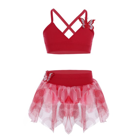 iiniim Kids Girls Tankini Butterfly Applique Swimsuit Swimwear Bathing Suit
