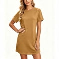 thumbnail image 5 of QUNYINEY Short Sleeve Women Dresses Casual A Line Summer Midi T-Shirt Dress Loose Fit with Pockets Solid Crew Neck Dresses, 5 of 7