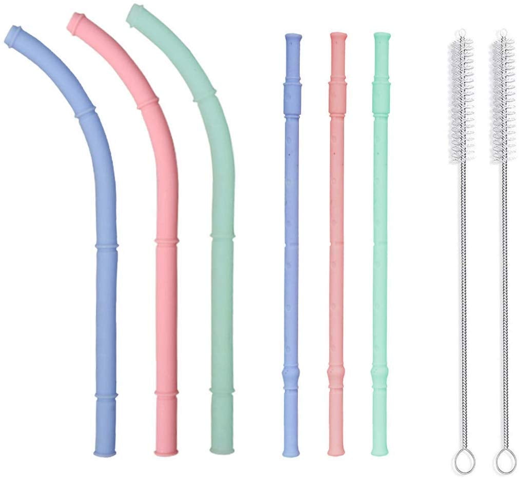 Silicone StrawsBig Size Reusable Drinking Straws with Cleaning Brush