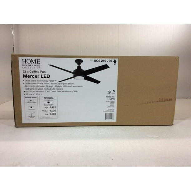 Home Decorators Collection Mercer 52 In Integrated Led Indoor Oil Rubbed Bronze Ceiling Fan With Light Kit And Remote Control New Open Box Com Home Decorators Collection Mercer 52 In, Mercer Ceiling Fan