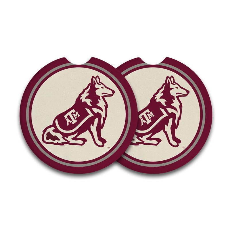 Magnolia Lane Texas A&M (TX AM) Aggies Mascot Car Coaster, Set of 2, 2.5-inches Diameter