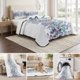 thumbnail image 6 of Twin Quilt Set 68''x86'', Purple Blue Eucalyptus Leaves Lightweight Bedspread Coverlet Set with 2 Pillow Shams, Spring Summer Botanical Floral Breathable All Season Quilt Bedding for Dorm/Bedroom, 6 of 9