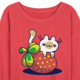 thumbnail image 2 of Instant Message - Kawaii - Cats Love Strawberries - Women's Lightweight French Terry Pullover, 2 of 6