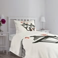 thumbnail image 3 of Ambesonne Rowan Quilted Bedspread Set 2 Pcs, Street's Snowy Branches Art, Twin Size, Charcoal Grey and Orange, 3 of 5