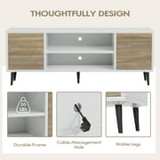 Furmax Mid-Century 2-Door TV Stand for TVs up to 65, White&Walnut