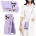 thumbnail image 3 of iPhone 13 Pro Case for Women with Card Holder, iPhone 13 Pro Phone Case Wallet with Strap,Crossbody Lanyard Cases with Credit Card Slots Kickstand with Ring Holder Stand Case,6.1 Inch,Purple, 3 of 15