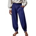 thumbnail image 2 of Muscularfit with Pockets Mens Casual Pants Vintage Joggers Baggy Pants Men's Pants Blue High Rise Taper Classic Fit Size XL, 2 of 5