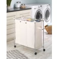 thumbnail image 3 of Whitmor 3 Section Rolling Iron Laundry Sorters w/Removable Canvas Bags, Chrome & Beige for Adult Use, 3 of 7