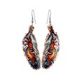 thumbnail image 2 of Native Feather Earrings for Women: One-Sided Feather Earrings, Tribal Earrings - Eagle Feather Earrings Red-tailed Hawk Feather Earrings (FloralPattern), 2 of 25