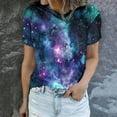 thumbnail image 4 of Penkiiy Galaxy Printed Shirt , Women's Cosmic Star Sky Print Funny Casual Fashion Short Sleeve Tops Blouse S Blue, 4 of 6