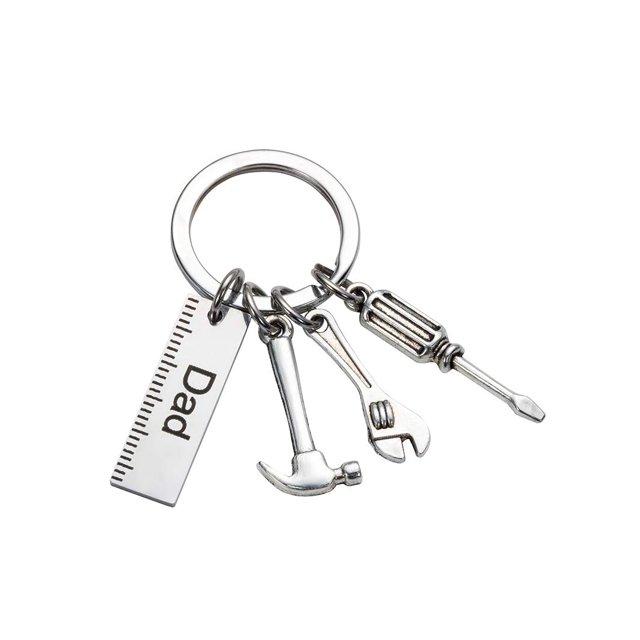 Llavero con regla, martillo, llave, destornillador, regalos para papá, día del padre, regalos de cumpleaños de hija e hijo