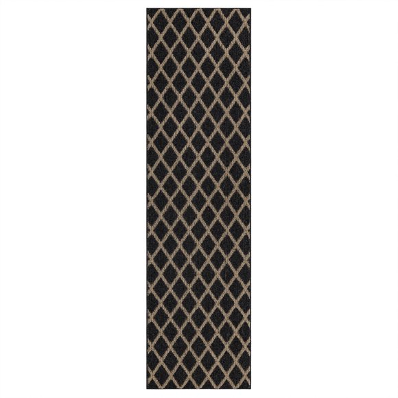 Mohawk Home Lewis Diamond Near Black/Tan Tufted Polyester Area Rug