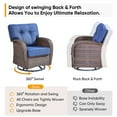 thumbnail image 5 of PARKWELL Outdoor Wicker Swivel Glider Chairs Set of 2,All-Weather Rattan Swivel Rocker Lounge Chair with Thick Navy Cushions for Porch Balcony Backyard,Brown Wicker, 5 of 9