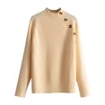 thumbnail image 2 of Ailaofu Solid Color Casual Simple Classic Half High Neck Women's Pullover Wool Sweater, 2 of 6